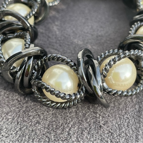 SET ❤️ Lia Sophia Pearl, Black Beaded & Silver Bracelet & Multi Strand Necklace - Picture 6 of 6